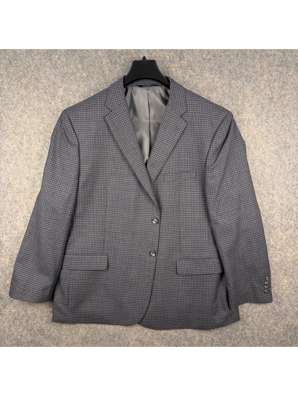 Jos A Bank Executive Gray Blue Houndstooth Sport Coat Blazer Wool Size 50R 749